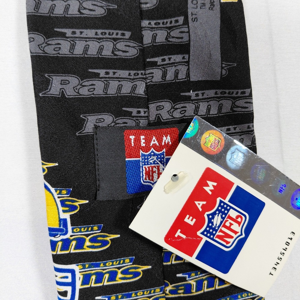 Vintage 1998 St Louis Rams NFL Silk Necktie Black Helmet Logo Ralph Marlin NWT - Picture 6 of 10